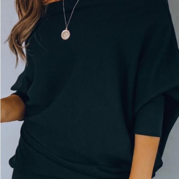 Slanted Shoulder Casual Long Sleeve Knit Top - Picture 10 of 12
